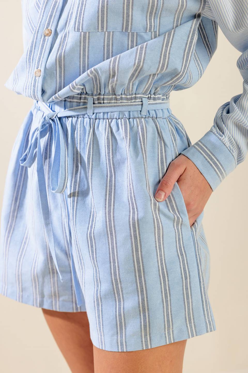 HOLD ME CLOSE WOVEN ROMPER