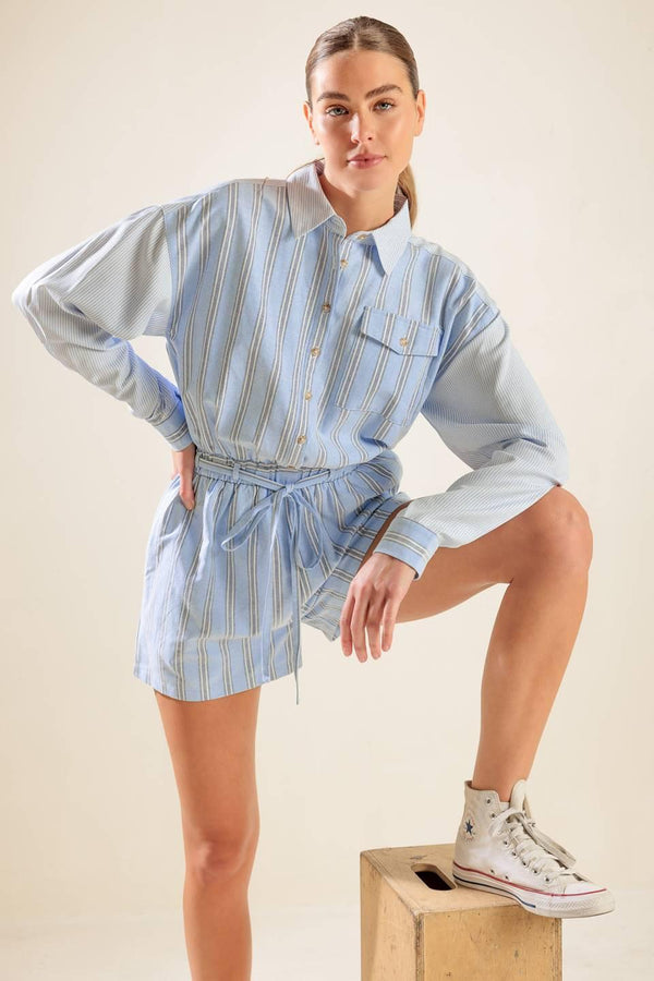 HOLD ME CLOSE WOVEN ROMPER.