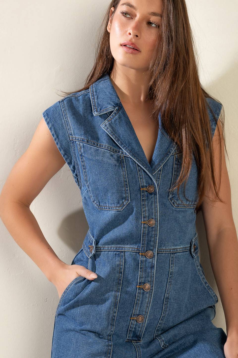 OVER YOU AGAIN DENIM JUMPSUIT