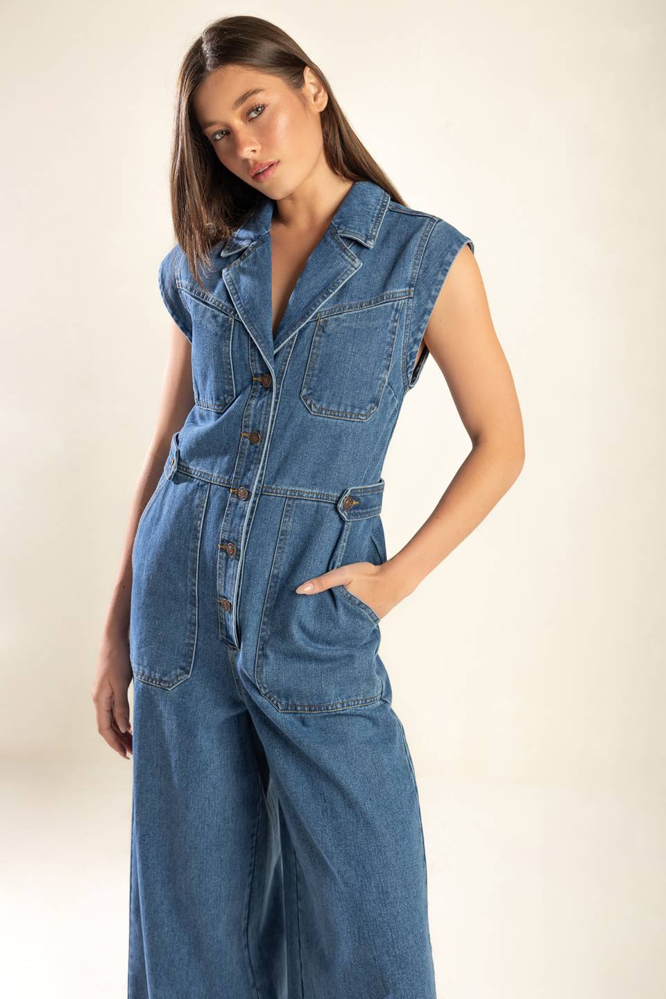 OVER YOU AGAIN DENIM JUMPSUIT