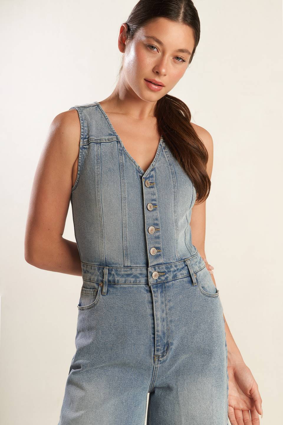 WALK WITH ME DENIM JUMPSUIT