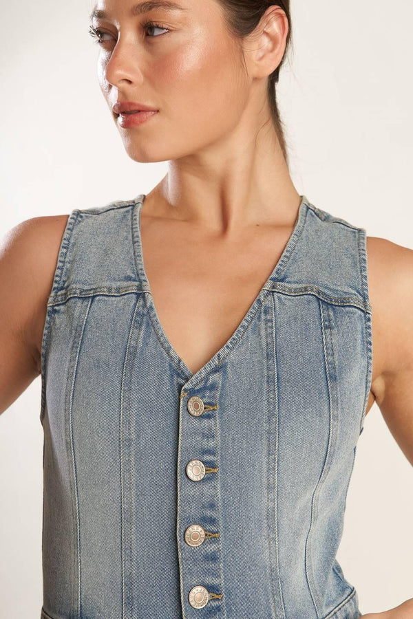 WALK WITH ME DENIM JUMPSUIT.