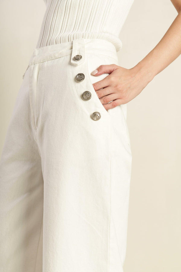 A solid woven pant featuring front closure, side pockets, and wide leg. Matching vest FJ1192

Details:

Self: 100% Cotton

Size &amp; Fit

- Model is 5`8" And Wearing Size Small
- Measurements Taken From Size Small
- Approx. Length: 44" Flying Tomato
