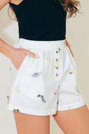 AFTER HOURS WHITE WOVEN SHORTS.