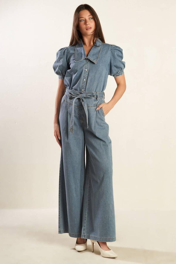 WONDERING WHY LIGHT DENIM PANTS.