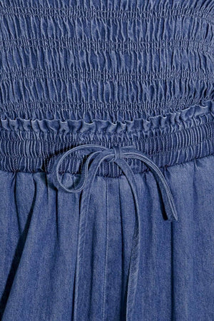 FEELING FREE INDIGO DENIM JUMPSUIT.