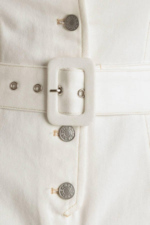TAKE THE LEAD WHITE WOVEN ROMPER.