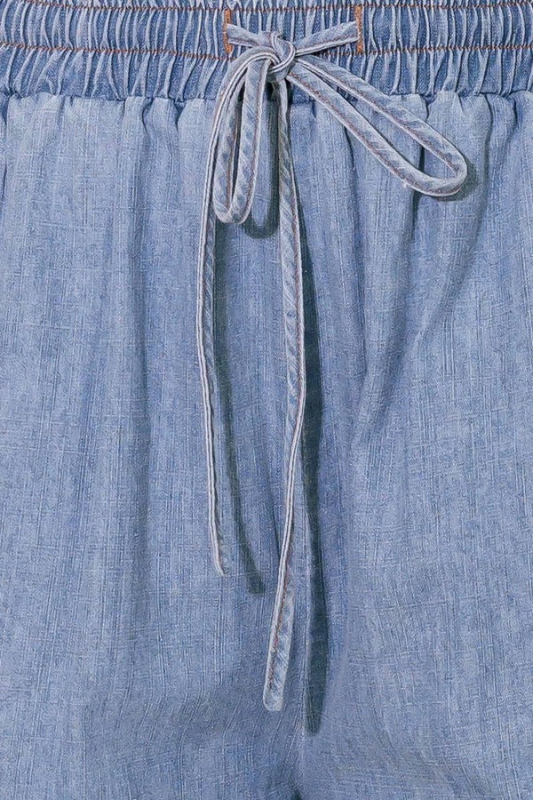 RIVERSIDE SIPS LIGHT INDIGO CHAMBRAY PANTS.