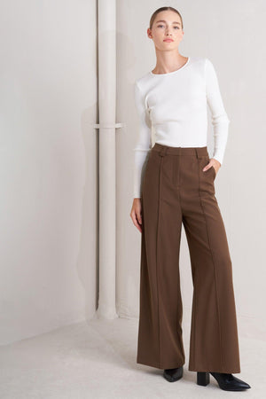 MONDAY FLOW BROWN WOVEN PANTS.