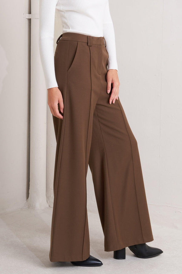 MONDAY FLOW BROWN WOVEN PANTS.