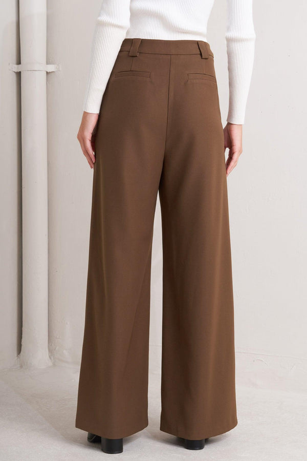 MONDAY FLOW BROWN WOVEN PANTS.