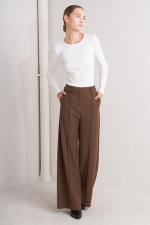 MONDAY FLOW BROWN WOVEN PANTS.
