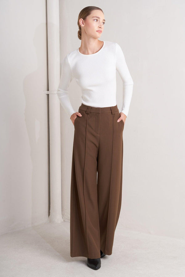 MONDAY FLOW BROWN WOVEN PANTS.