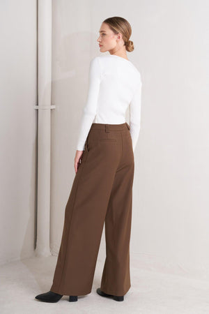 MONDAY FLOW BROWN WOVEN PANTS.