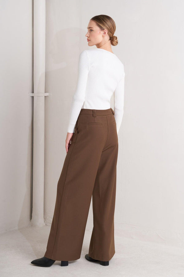 MONDAY FLOW BROWN WOVEN PANTS.