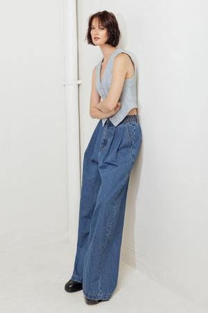 WESTERN RIVET DENIM PANTS.