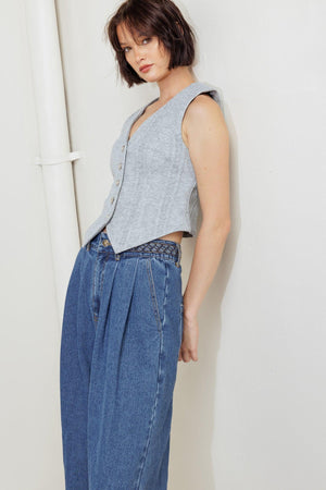 WESTERN RIVET DENIM PANTS.