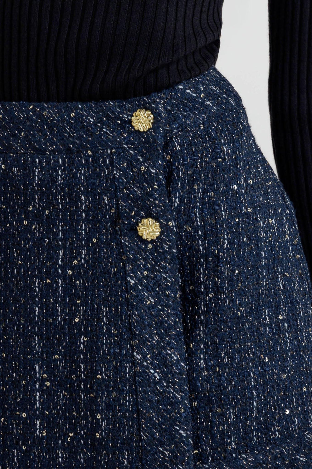 PARISIAN NAVY TWEED SKORT.