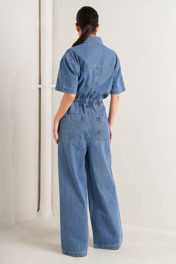 RELAX UTILITY DENIM JUMPSUIT.