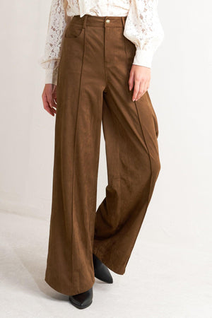 BROWN SUGAR FAUX SUEDE PANTS.