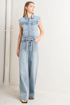 ON MY WAY DENIM JUMPSUIT.