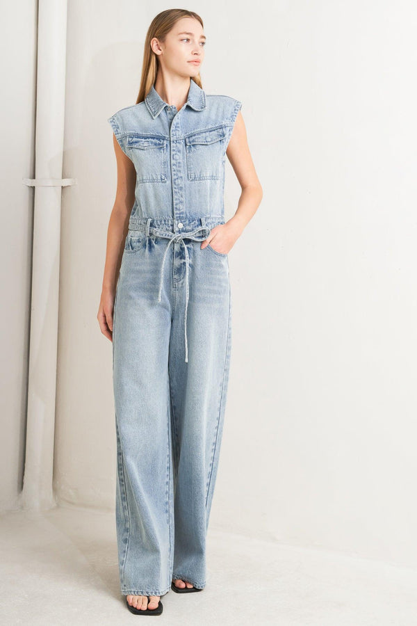 ON MY WAY DENIM JUMPSUIT.