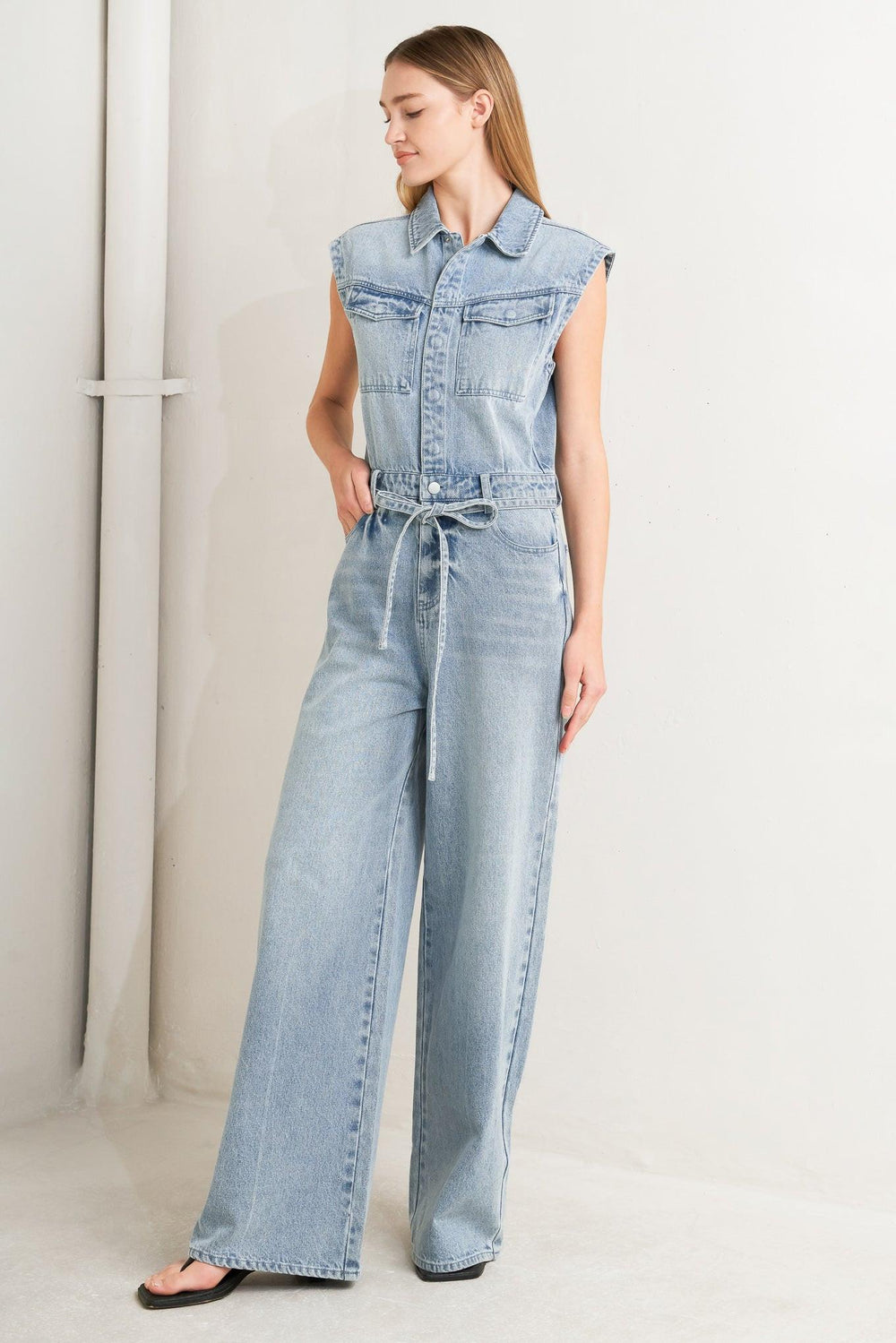 ON MY WAY DENIM JUMPSUIT.