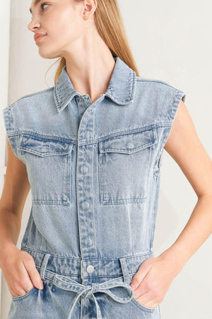 ON MY WAY DENIM JUMPSUIT.
