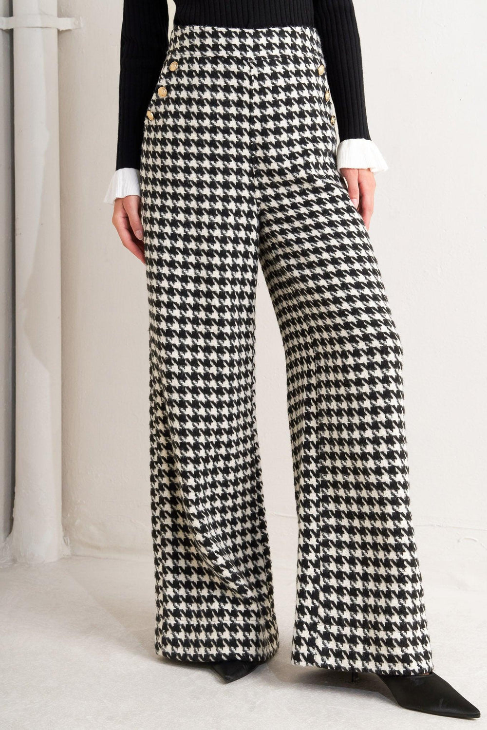 METRO ICON WOVEN HOUNDSTOOTH PANTS.