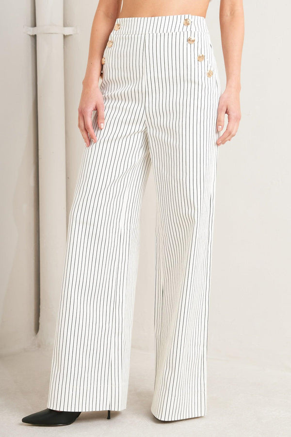 EFFORTLESS FORM STRIPE WOVEN PANTS.