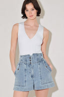 SUNLIT DENIM MOMENT SHORTS - Flying Tomato - SHORTS - Freemarket