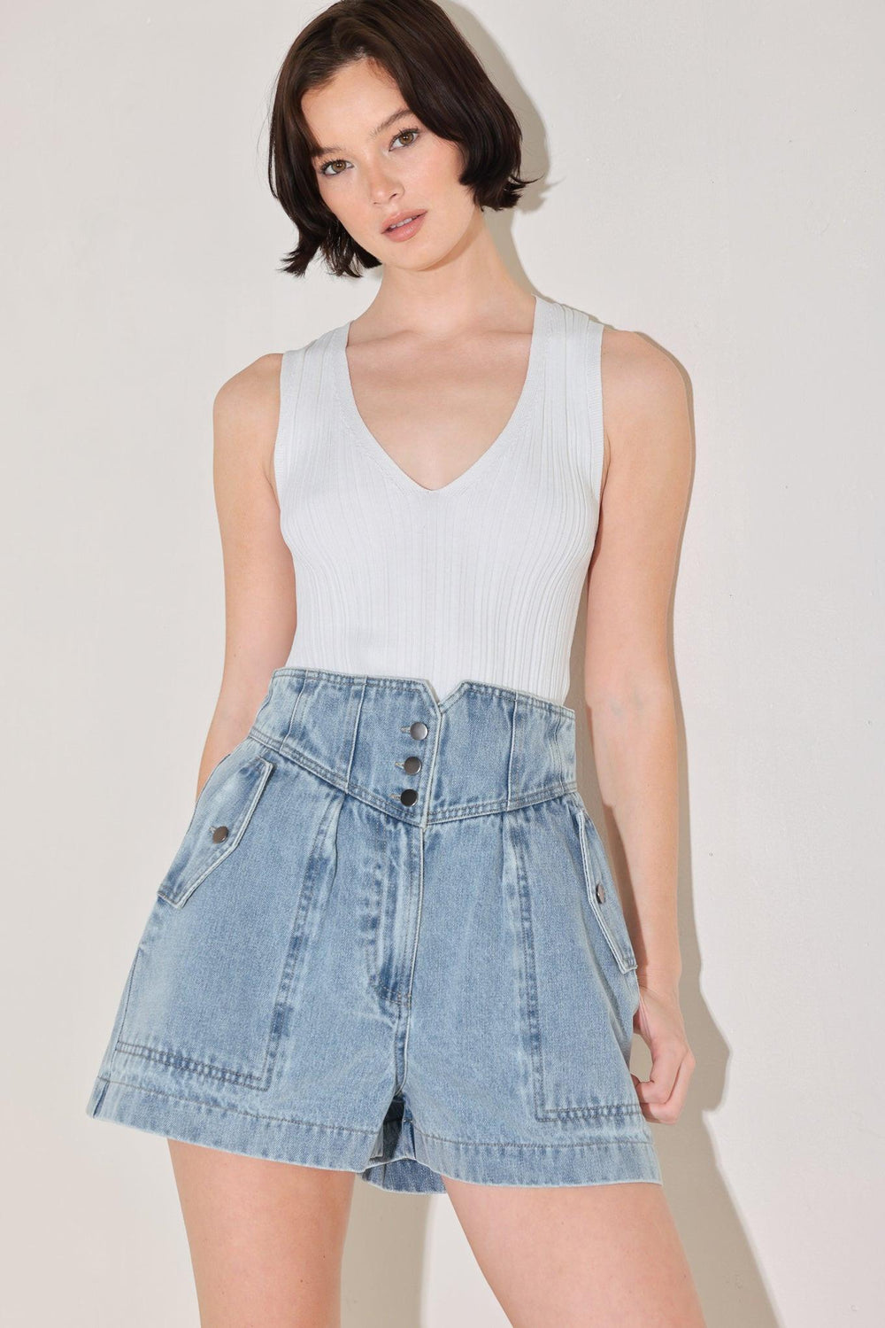 SUNLIT DENIM MOMENT SHORTS - Flying Tomato - SHORTS - Freemarket