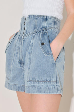 SUNLIT DENIM MOMENT SHORTS - Flying Tomato - SHORTS - Freemarket