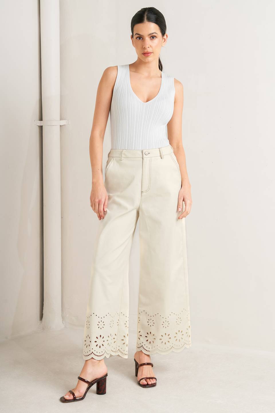 SUNDAY LEAF TWILL CULOTTE PANTS