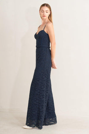 EVENING MUSE WOVEN LACE JUMPSUIT.