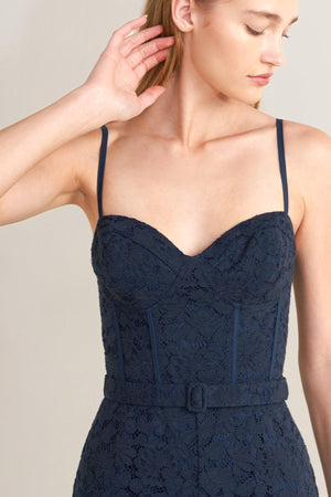 EVENING MUSE WOVEN LACE JUMPSUIT.