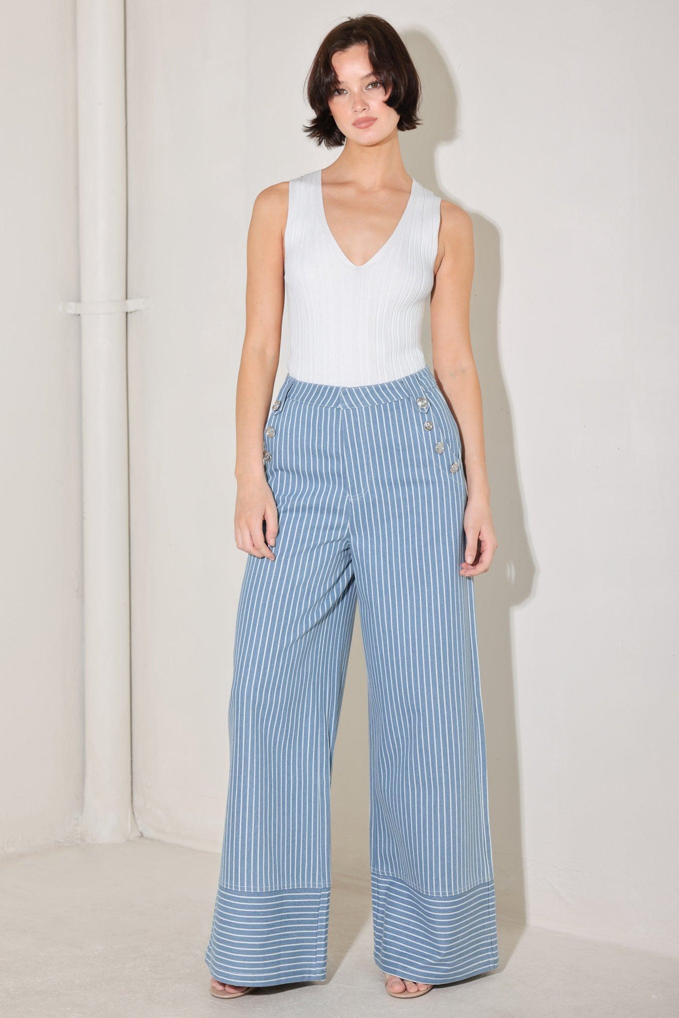 PINSTRIPE PRESTIGE WOVEN PANTS - Flying Tomato - PANTS - Freemarket