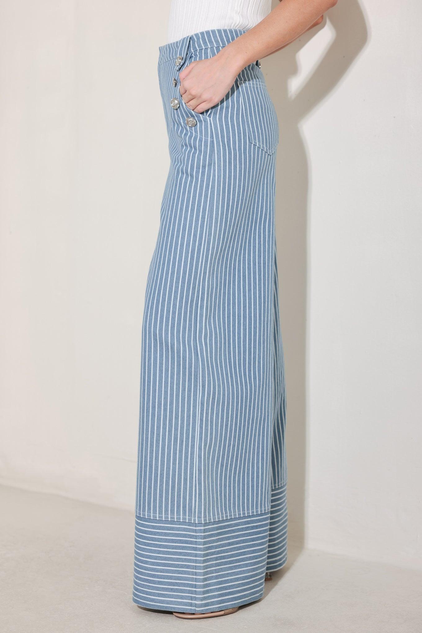 PINSTRIPE PRESTIGE WOVEN PANTS - Flying Tomato - PANTS - Freemarket