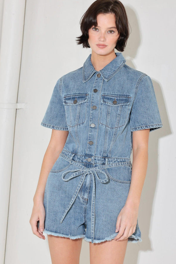 LAIDBACK LUXE DENIM ROMPER - Flying Tomato - ROMPER - Freemarket