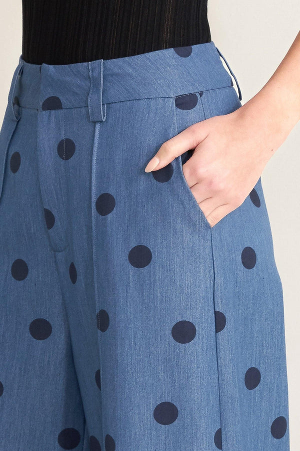 [PREORDER] MIDNIGHT POLKA WOVEN PANTS.