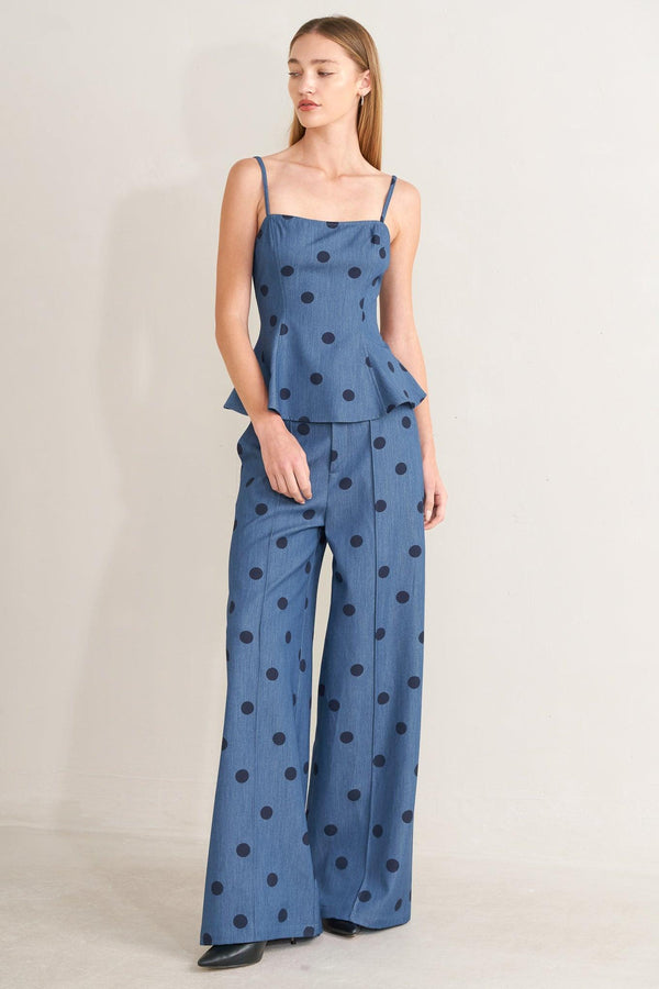 [PREORDER] MIDNIGHT POLKA WOVEN PANTS.