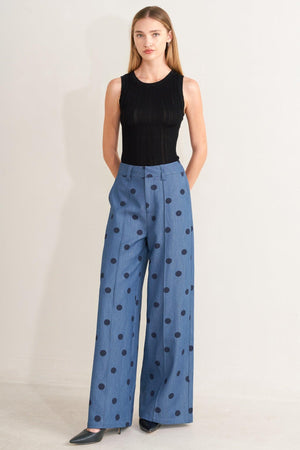 [PREORDER] MIDNIGHT POLKA WOVEN PANTS.