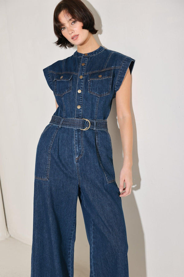 TRUE BLUE LOVE DENIM JUMPSUIT - Flying Tomato - JUMPSUIT - Freemarket