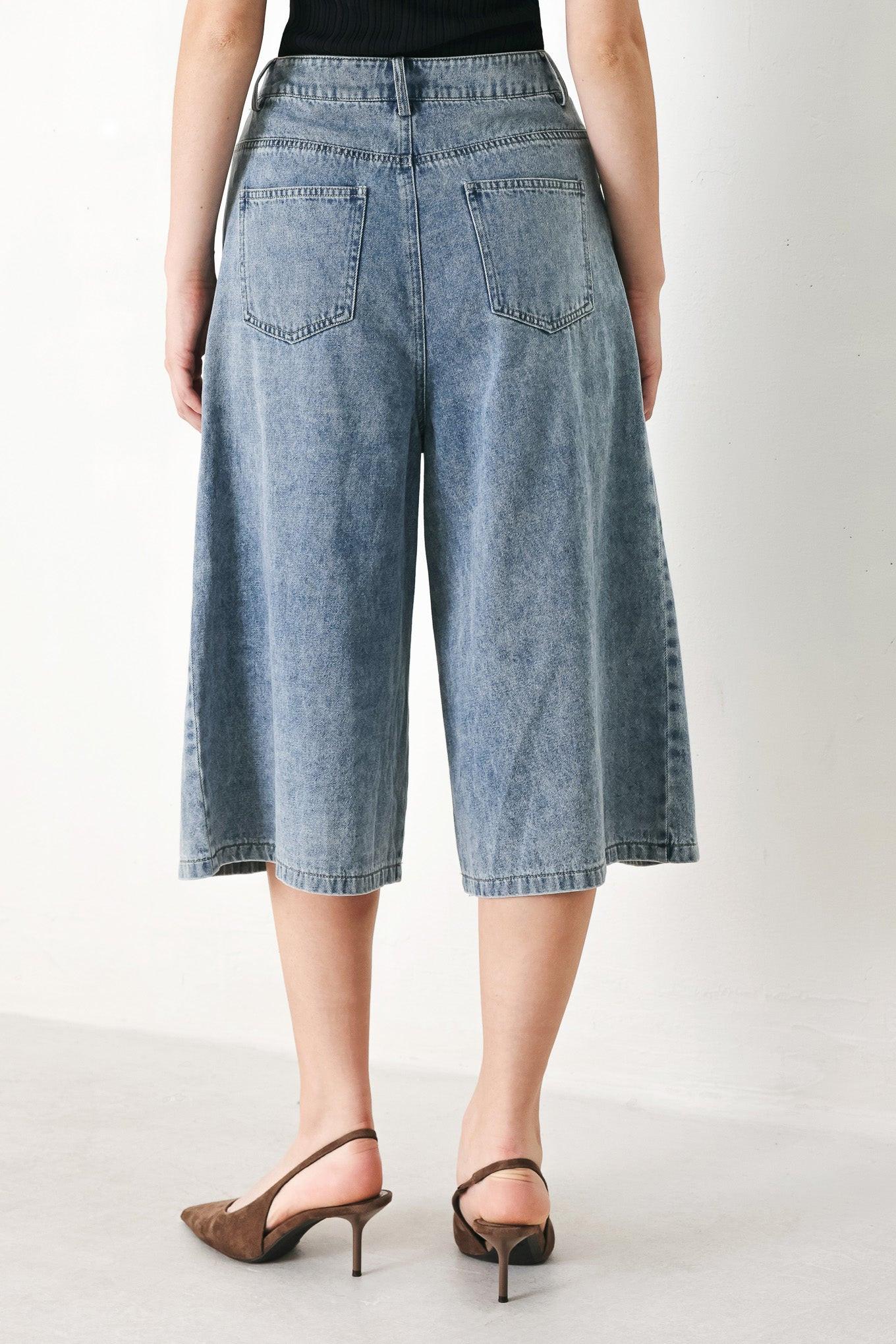 [PREORDER] SKY CHARMER DENIM CULOTTE PANTS.