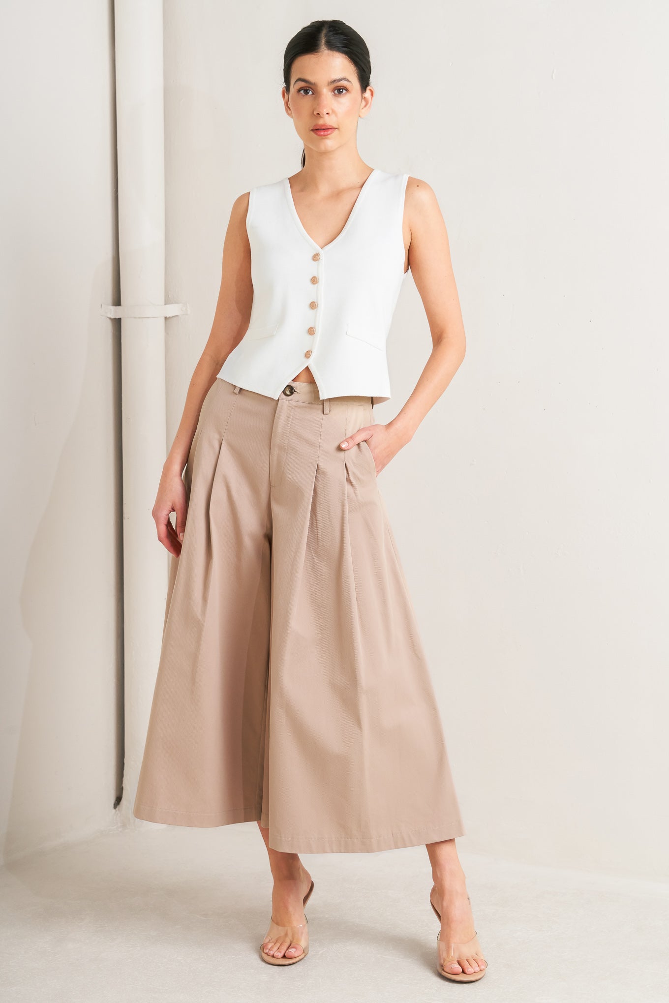 ELEGANT PLEAT WOVEN CULOTTE