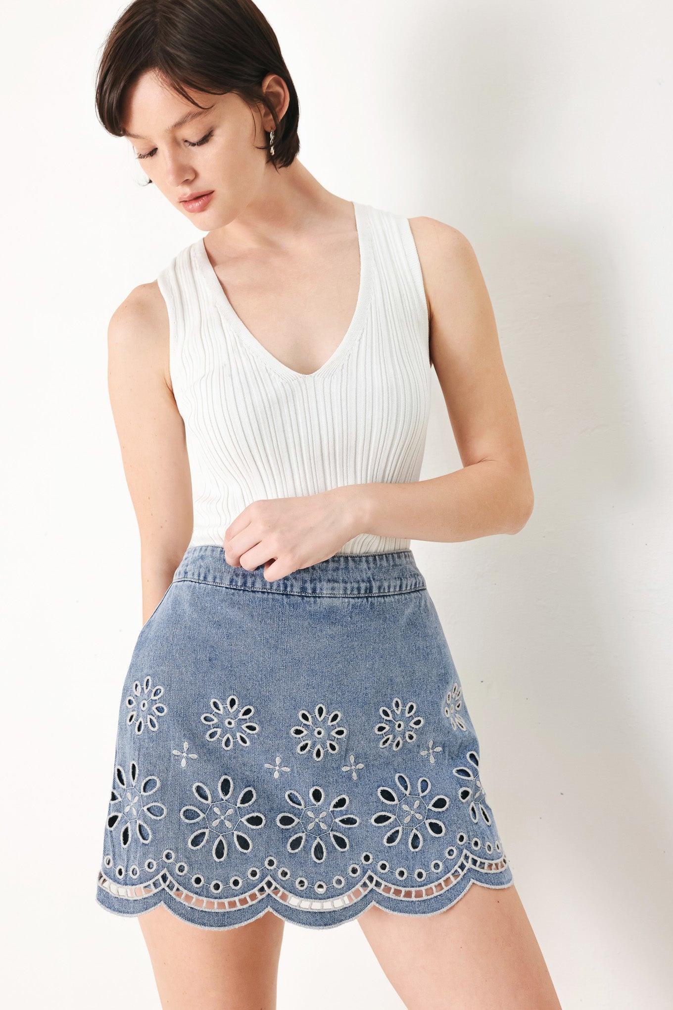 [PREORDER] FLORAL LOVE DENIM SKORT.