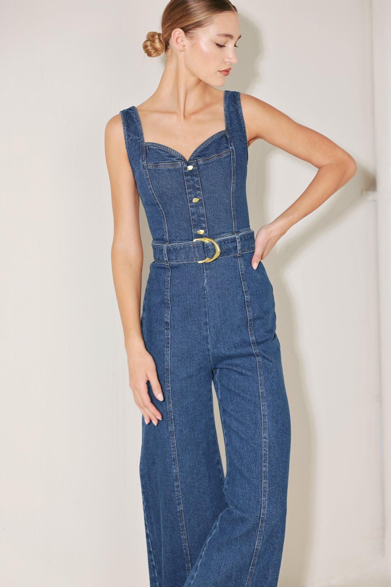 WESTSIDE GLAM DENIM JUMPSUIT l FLYING TOMATO – Flying Tomato