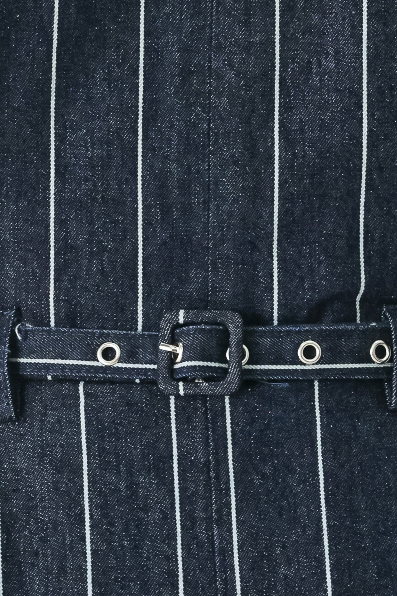 A striped woven jumpsuit featuring V neckline, short sleeve, self skinny belt, wide leg and back zipper closure