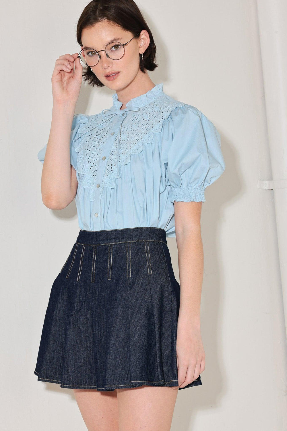 LOVESONG IN DENIM SKORT.