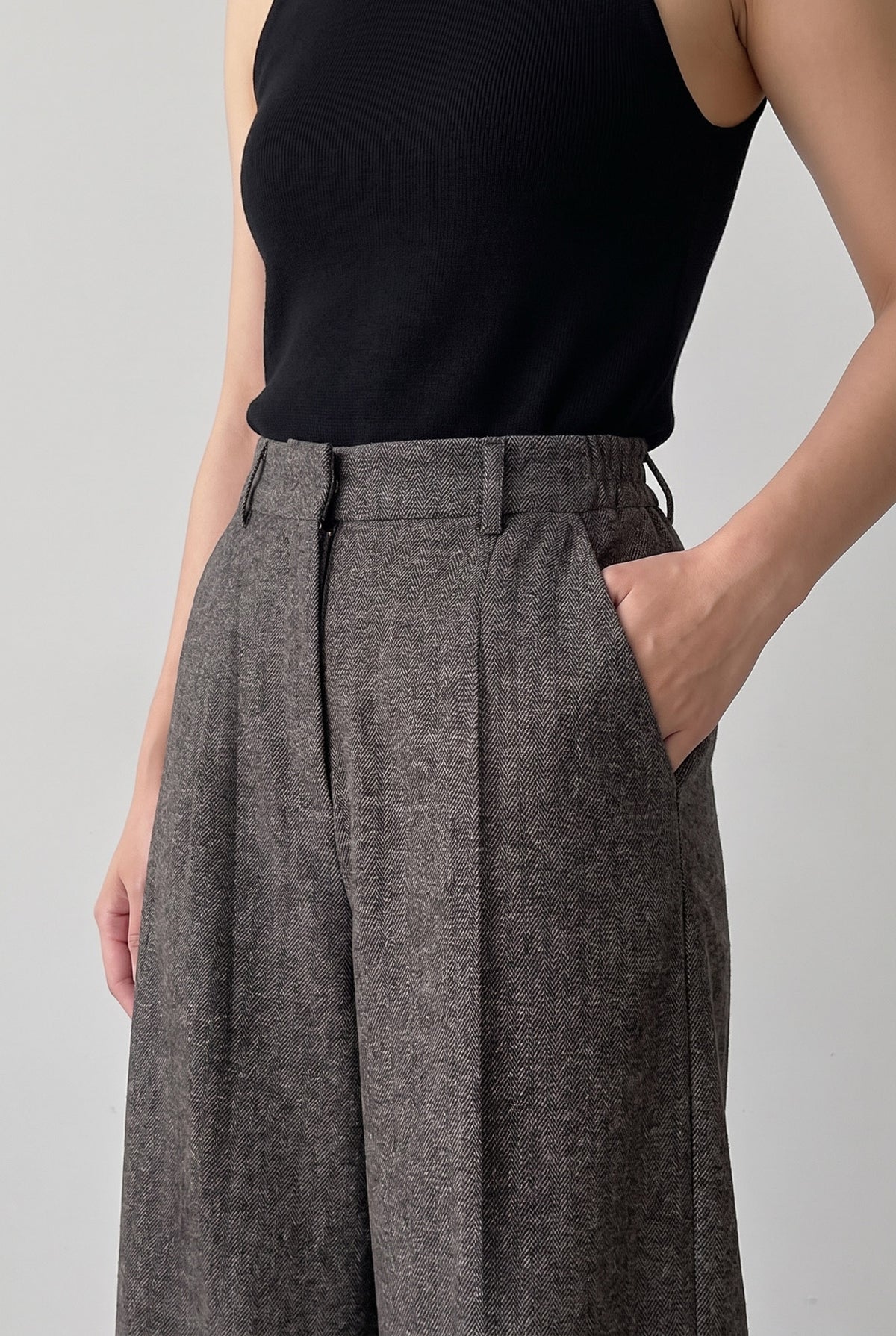 COCOA STRUCTURE BROWN WIDE-LEG PANTS